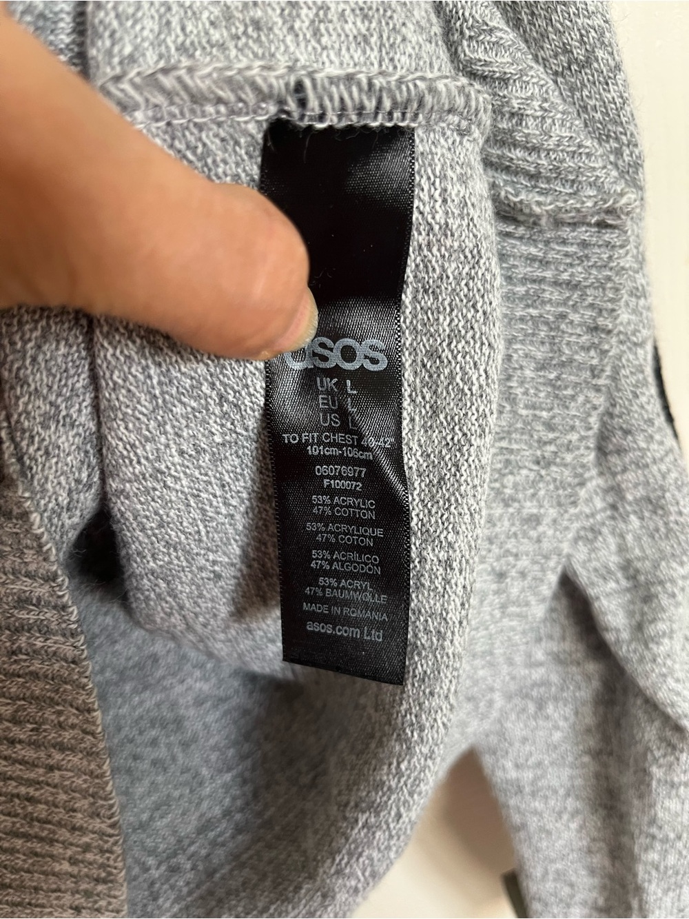 ASOS Gray Rib-Knit Sweater with Black Skeleton Motif - Women's size L - Picture 6 of 9